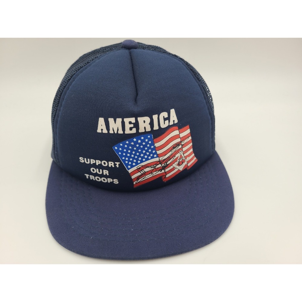 Vintage American Support Our Troops Mesh Trucker Snapback (Seems Small) Hat Cap